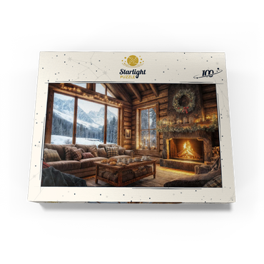 Cozy Log Cabin with Mountain View 100 Jigsaw Puzzle box view3