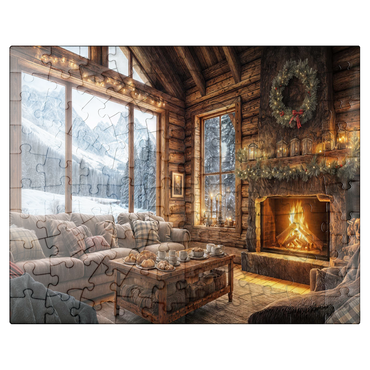 puzzleplate Cozy Log Cabin with Mountain View 100 Jigsaw Puzzle