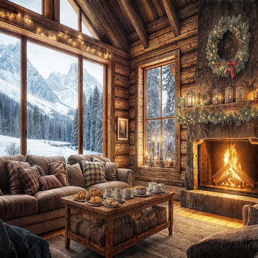 Cozy Log Cabin with Mountain View 100 Jigsaw Puzzle 3D Modell