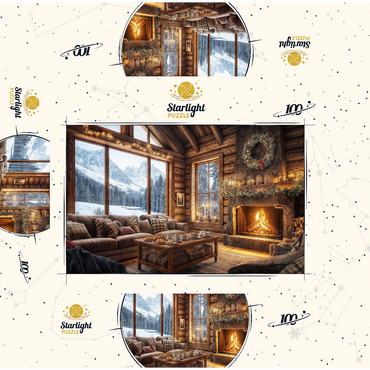 Cozy Log Cabin with Mountain View 100 Jigsaw Puzzle box 3D Modell