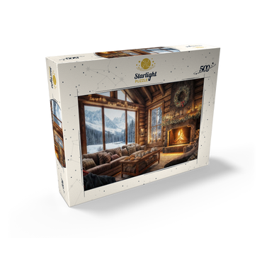 Cozy Log Cabin with Mountain View 500 Jigsaw Puzzle box view2