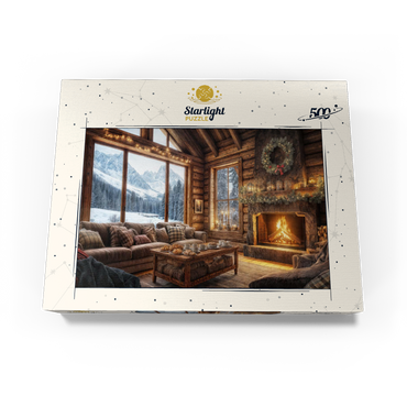 Cozy Log Cabin with Mountain View 500 Jigsaw Puzzle box view3