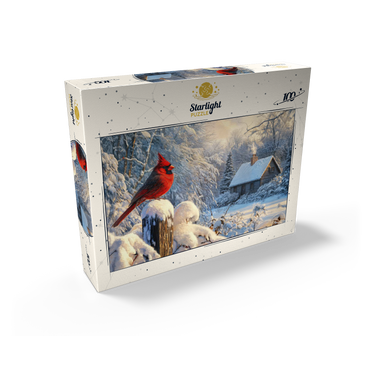 Northern Cardinal in Snowy Winter Landscape 100 Jigsaw Puzzle box view2