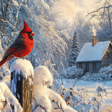 Northern Cardinal in Snowy Winter Landscape 100 Jigsaw Puzzle 3D Modell