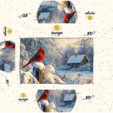 Northern Cardinal in Snowy Winter Landscape 100 Jigsaw Puzzle box 3D Modell