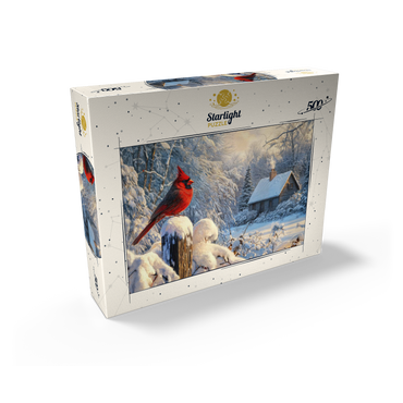 Northern Cardinal in Snowy Winter Landscape 500 Jigsaw Puzzle box view2