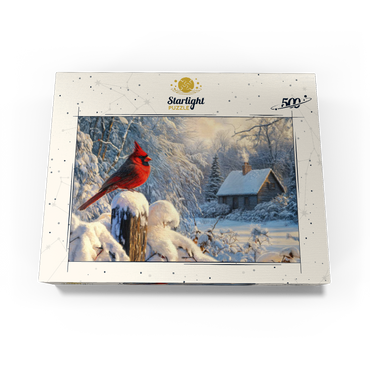 Northern Cardinal in Snowy Winter Landscape 500 Jigsaw Puzzle box view3
