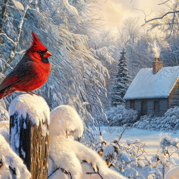 Northern Cardinal in Snowy Winter Landscape 500 Jigsaw Puzzle 3D Modell