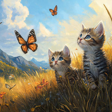 Kittens Watching Butterflies in Sunny Meadow 1000 Jigsaw Puzzle 3D Modell