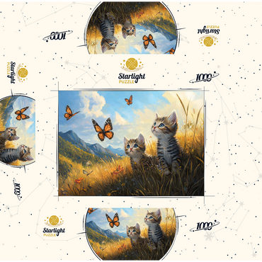 Kittens Watching Butterflies in Sunny Meadow 1000 Jigsaw Puzzle box 3D Modell