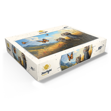 Kittens Watching Butterflies in Sunny Meadow 100 Jigsaw Puzzle box view1