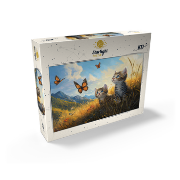 Kittens Watching Butterflies in Sunny Meadow 100 Jigsaw Puzzle box view2