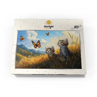 Kittens Watching Butterflies in Sunny Meadow 100 Jigsaw Puzzle box view3