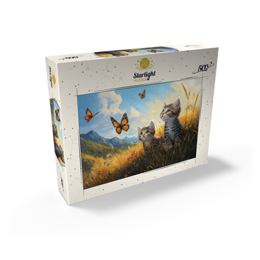 Kittens Watching Butterflies in Sunny Meadow 500 Jigsaw Puzzle box view2