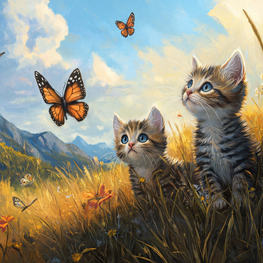 Kittens Watching Butterflies in Sunny Meadow 500 Jigsaw Puzzle 3D Modell
