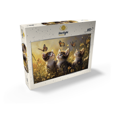 Three Kittens Watching Monarch Butterflies 100 Jigsaw Puzzle box view2