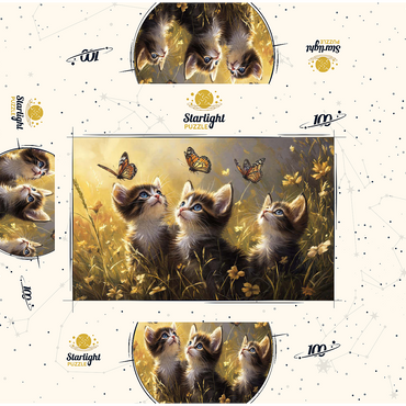 Three Kittens Watching Monarch Butterflies 100 Jigsaw Puzzle box 3D Modell
