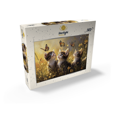 Three Kittens Watching Monarch Butterflies 500 Jigsaw Puzzle box view2