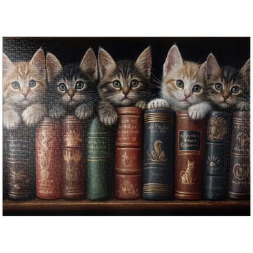 puzzleplate Adorable Kittens Nestled Among Vintage Books 1000 Jigsaw Puzzle