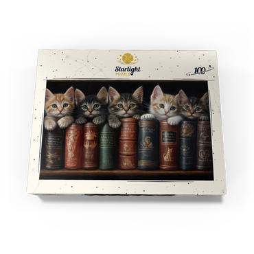 Adorable Kittens Nestled Among Vintage Books 100 Jigsaw Puzzle box view3