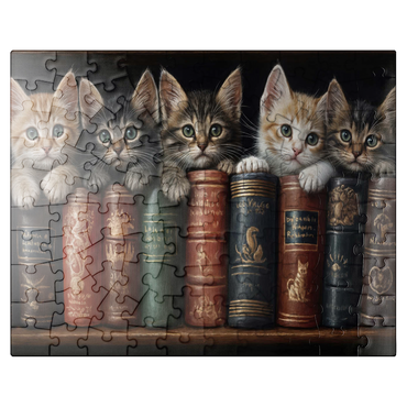 puzzleplate Adorable Kittens Nestled Among Vintage Books 100 Jigsaw Puzzle
