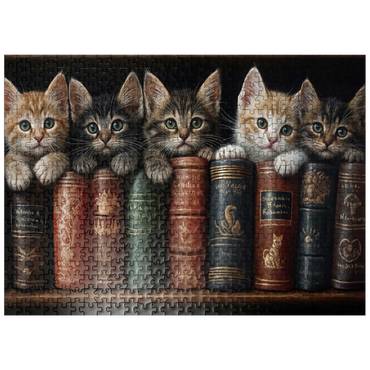 puzzleplate Adorable Kittens Nestled Among Vintage Books 500 Jigsaw Puzzle