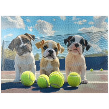 puzzleplate Adorable Puppies Playing with Tennis Balls 1000 Jigsaw Puzzle