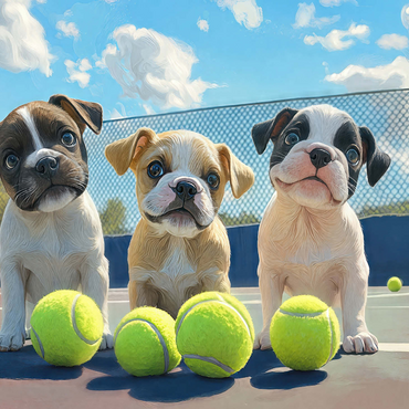 Adorable Puppies Playing with Tennis Balls 1000 Jigsaw Puzzle 3D Modell