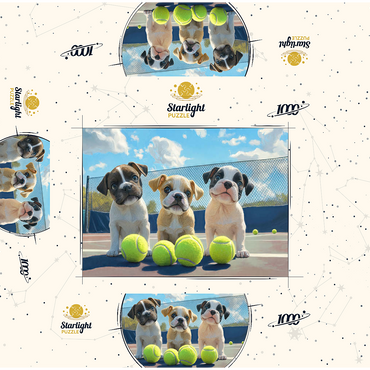Adorable Puppies Playing with Tennis Balls 1000 Jigsaw Puzzle box 3D Modell
