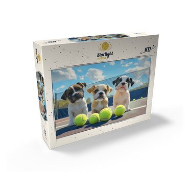 Adorable Puppies Playing with Tennis Balls 100 Jigsaw Puzzle box view2