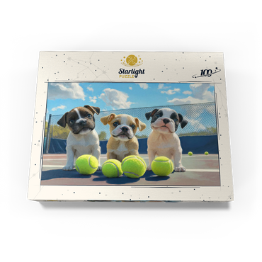 Adorable Puppies Playing with Tennis Balls 100 Jigsaw Puzzle box view3