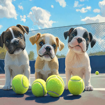 Adorable Puppies Playing with Tennis Balls 100 Jigsaw Puzzle 3D Modell