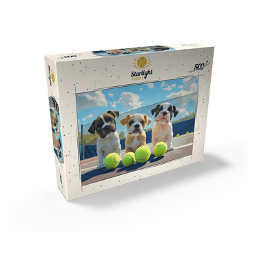 Adorable Puppies Playing with Tennis Balls 500 Jigsaw Puzzle box view2