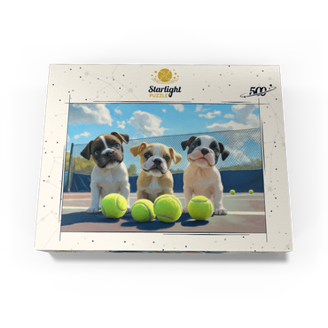 Adorable Puppies Playing with Tennis Balls 500 Jigsaw Puzzle box view3