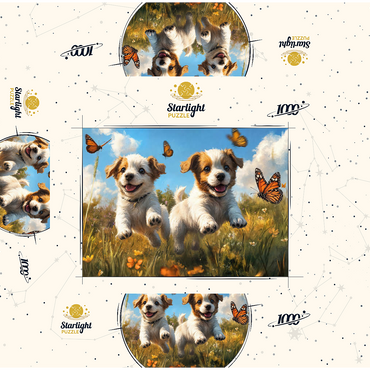 Joyful Puppies Running Through Meadow 1000 Jigsaw Puzzle box 3D Modell