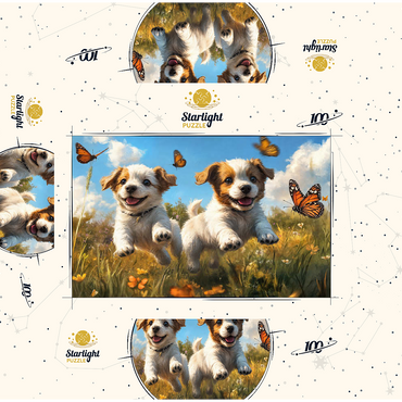 Joyful Puppies Running Through Meadow 100 Jigsaw Puzzle box 3D Modell