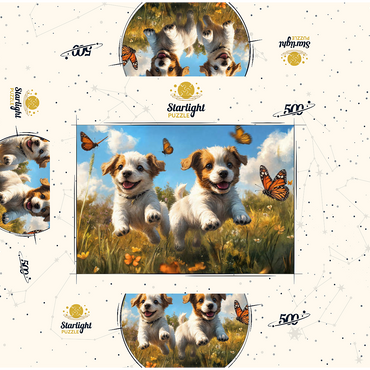 Joyful Puppies Running Through Meadow 500 Jigsaw Puzzle box 3D Modell