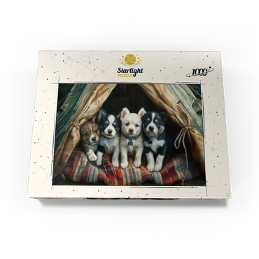 Adorable Puppies Resting Inside a Cozy Tent 1000 Jigsaw Puzzle box view3