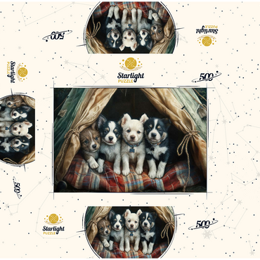 Adorable Puppies Resting Inside a Cozy Tent 500 Jigsaw Puzzle box 3D Modell