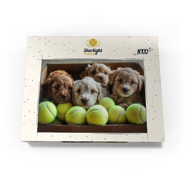 Adorable Puppies in Box with Tennis Balls 1000 Jigsaw Puzzle box view3