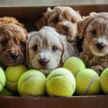 Adorable Puppies in Box with Tennis Balls 1000 Jigsaw Puzzle 3D Modell