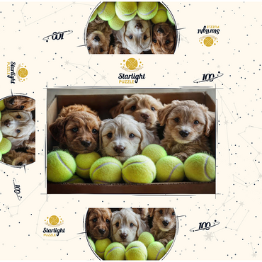 Adorable Puppies in Box with Tennis Balls 100 Jigsaw Puzzle box 3D Modell