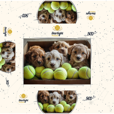 Adorable Puppies in Box with Tennis Balls 500 Jigsaw Puzzle box 3D Modell