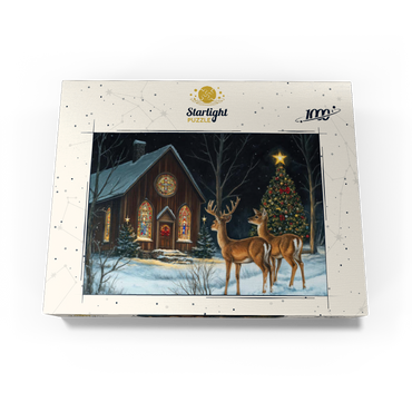 Deer by Snowy Church with Christmas Tree 1000 Jigsaw Puzzle box view3