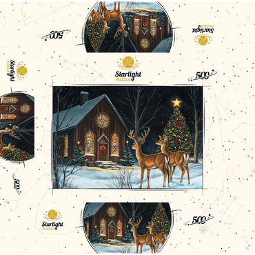 Deer by Snowy Church with Christmas Tree 500 Jigsaw Puzzle box 3D Modell