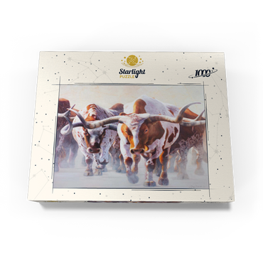 Texas Longhorn Cattle in Motion 1000 Jigsaw Puzzle box view3