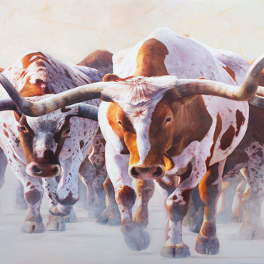 Texas Longhorn Cattle in Motion 1000 Jigsaw Puzzle 3D Modell