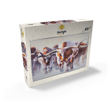 Texas Longhorn Cattle in Motion 100 Jigsaw Puzzle box view2