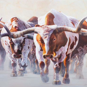 Texas Longhorn Cattle in Motion 100 Jigsaw Puzzle 3D Modell
