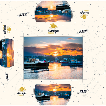 Fishing Boats at Sunset in Coastal Harbor 1000 Jigsaw Puzzle box 3D Modell